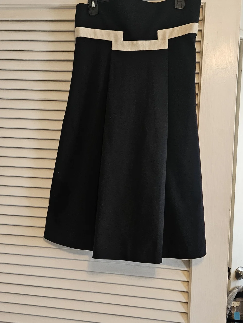 Diane Von Furstenberg Black A-Line Skirt with Cream Trim